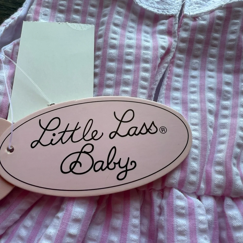 Little Lass Pink and White Seersucker Diaper Cover Set